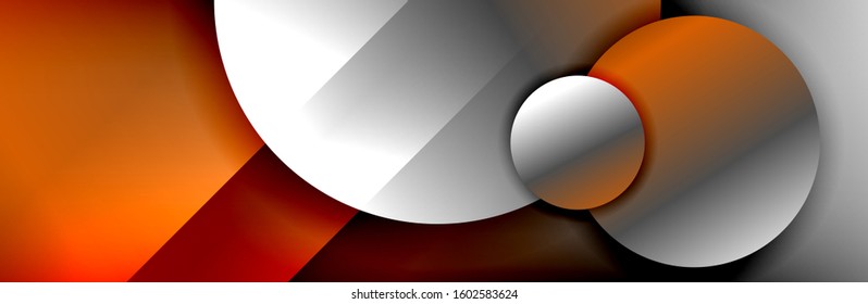 Dynamic trendy geometrical abstract background. Circles, round shapes 3d shadow effects and fluid gradients. Modern overlapping round forms. Vector Illustration For Wallpaper, Banner, Background, Card