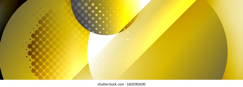 Dynamic trendy geometrical abstract background. Circles, round shapes 3d shadow effects and fluid gradients. Modern overlapping round forms. Vector Illustration For Wallpaper, Banner, Background, Card
