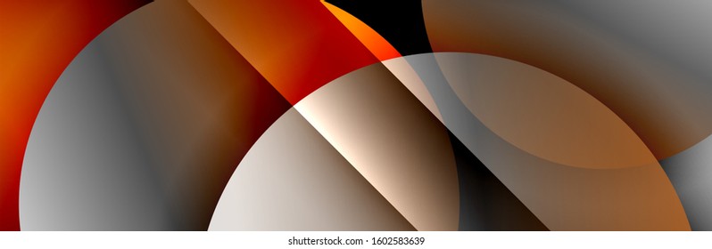 Dynamic trendy geometrical abstract background. Circles, round shapes 3d shadow effects and fluid gradients. Modern overlapping round forms. Vector Illustration For Wallpaper, Banner, Background, Card