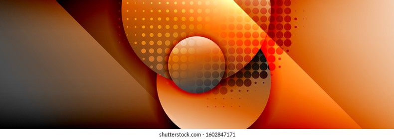 Dynamic trendy geometrical abstract background. Circles, round shapes 3d shadow effects and fluid gradients. Modern overlapping round forms. Vector Illustration For Wallpaper, Banner, Background, Card