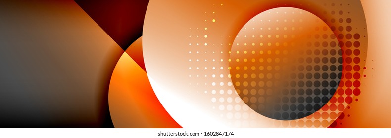 Dynamic trendy geometrical abstract background. Circles, round shapes 3d shadow effects and fluid gradients. Modern overlapping round forms. Vector Illustration For Wallpaper, Banner, Background, Card