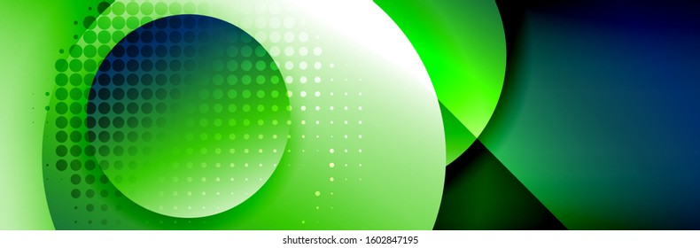 Dynamic trendy geometrical abstract background. Circles, round shapes 3d shadow effects and fluid gradients. Modern overlapping round forms. Vector Illustration For Wallpaper, Banner, Background, Card