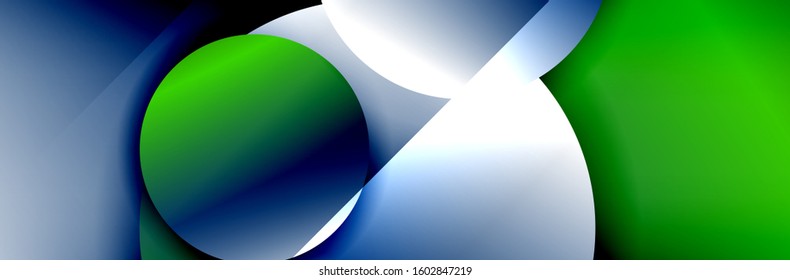 Dynamic trendy geometrical abstract background. Circles, round shapes 3d shadow effects and fluid gradients. Modern overlapping round forms. Vector Illustration For Wallpaper, Banner, Background, Card