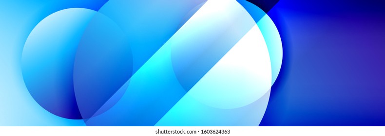 Dynamic trendy geometrical abstract background. Circles, round shapes 3d shadow effects and fluid gradients. Modern overlapping round forms. Vector Illustration For Wallpaper, Banner, Background, Card