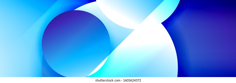 Dynamic trendy geometrical abstract background. Circles, round shapes 3d shadow effects and fluid gradients. Modern overlapping round forms. Vector Illustration For Wallpaper, Banner, Background, Card