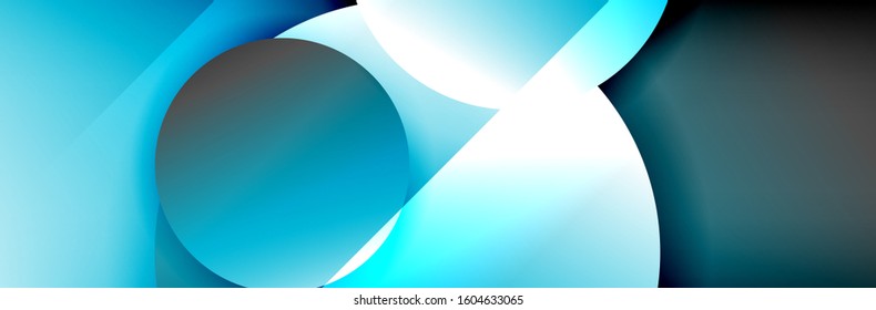 Dynamic trendy geometrical abstract background. Circles, round shapes 3d shadow effects and fluid gradients. Modern overlapping round forms. Vector Illustration For Wallpaper, Banner, Background, Card