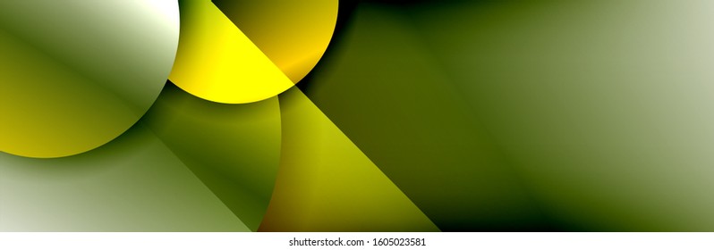 Fondo abstracto geométrico dinámico a la moda. Círculos, formas redondeadas, efectos de sombra 3d y gradientes de fluido. Formas redondeadas superpuestas modernas. Ilustración vectorial para papel de escritorio, pancarta, fondo, tarjeta