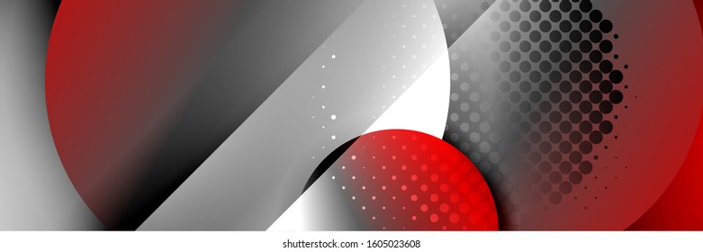 Fondo abstracto geométrico dinámico a la moda. Círculos, formas redondeadas, efectos de sombra 3d y gradientes de fluido. Formas redondeadas superpuestas modernas. Ilustración vectorial para papel de escritorio, pancarta, fondo, tarjeta