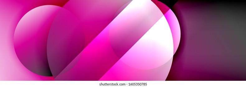 Dynamic trendy geometrical abstract background. Circles, round shapes 3d shadow effects and fluid gradients. Modern overlapping round forms. Vector Illustration For Wallpaper, Banner, Background, Card
