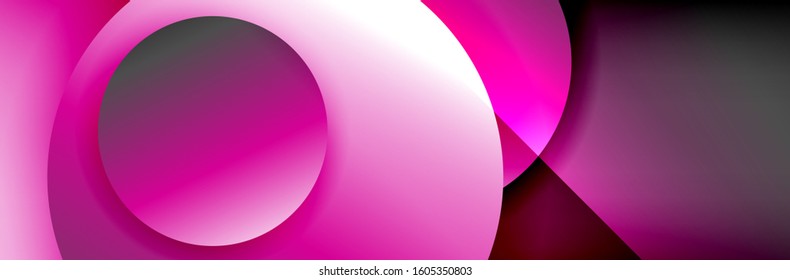 Dynamic trendy geometrical abstract background. Circles, round shapes 3d shadow effects and fluid gradients. Modern overlapping round forms. Vector Illustration For Wallpaper, Banner, Background, Card