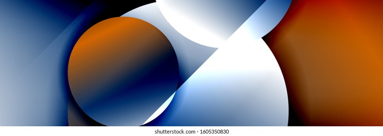 Dynamic trendy geometrical abstract background. Circles, round shapes 3d shadow effects and fluid gradients. Modern overlapping round forms. Vector Illustration For Wallpaper, Banner, Background, Card