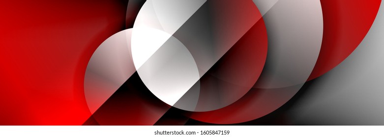 Dynamic trendy geometrical abstract background. Circles, round shapes 3d shadow effects and fluid gradients. Modern overlapping round forms. Vector Illustration For Wallpaper, Banner, Background, Card