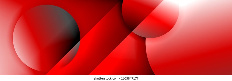Dynamic trendy geometrical abstract background. Circles, round shapes 3d shadow effects and fluid gradients. Modern overlapping round forms. Vector Illustration For Wallpaper, Banner, Background, Card