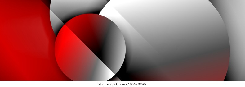Fondo abstracto geométrico dinámico a la moda. Círculos, formas redondeadas, efectos de sombra 3d y gradientes de fluido. Formas redondeadas superpuestas modernas. Ilustración vectorial para papel de escritorio, pancarta, fondo, tarjeta