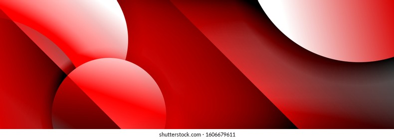 Dynamic trendy geometrical abstract background. Circles, round shapes 3d shadow effects and fluid gradients. Modern overlapping round forms. Vector Illustration For Wallpaper, Banner, Background, Card