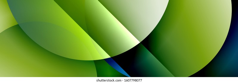 Dynamic trendy geometrical abstract background. Circles, round shapes 3d shadow effects and fluid gradients. Modern overlapping round forms. Vector Illustration For Wallpaper, Banner, Background, Card