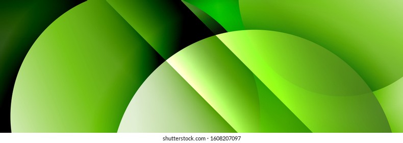 Fondo abstracto geométrico dinámico a la moda. Círculos, formas redondeadas, efectos de sombra 3d y gradientes de fluido. Formas redondeadas superpuestas modernas. Ilustración vectorial para papel de escritorio, pancarta, fondo, tarjeta