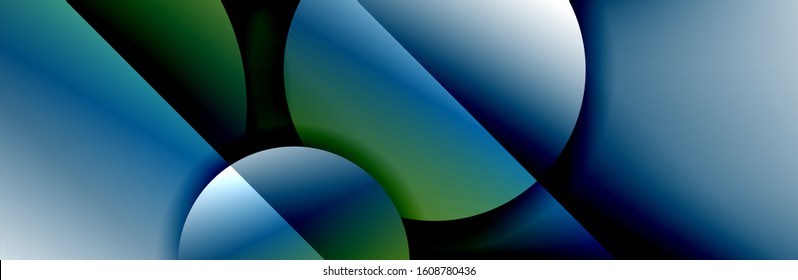 Dynamic trendy geometrical abstract background. Circles, round shapes 3d shadow effects and fluid gradients. Modern overlapping round forms. Vector Illustration For Wallpaper, Banner, Background, Card