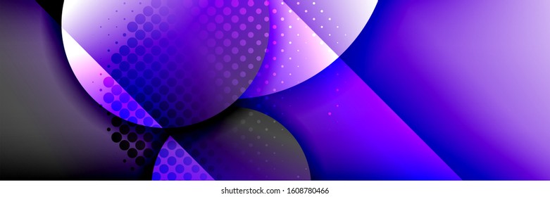 Fondo abstracto geométrico dinámico a la moda. Círculos, formas redondeadas, efectos de sombra 3d y gradientes de fluido. Formas redondeadas superpuestas modernas. Ilustración vectorial para papel de escritorio, pancarta, fondo, tarjeta
