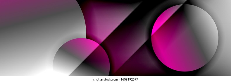 Dynamic trendy geometrical abstract background. Circles, round shapes 3d shadow effects and fluid gradients. Modern overlapping round forms. Vector Illustration For Wallpaper, Banner, Background, Card