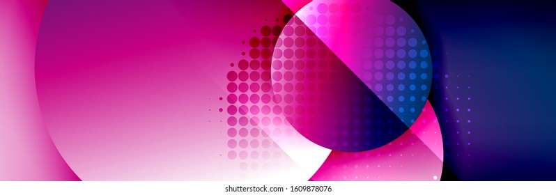 Dynamic trendy geometrical abstract background. Circles, round shapes 3d shadow effects and fluid gradients. Modern overlapping round forms. Vector Illustration For Wallpaper, Banner, Background, Card