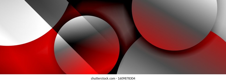 Dynamic trendy geometrical abstract background. Circles, round shapes 3d shadow effects and fluid gradients. Modern overlapping round forms. Vector Illustration For Wallpaper, Banner, Background, Card