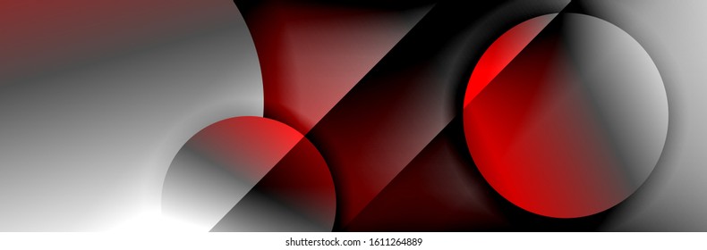 Dynamic trendy geometrical abstract background. Circles, round shapes 3d shadow effects and fluid gradients. Modern overlapping round forms. Vector Illustration For Wallpaper, Banner, Background, Card