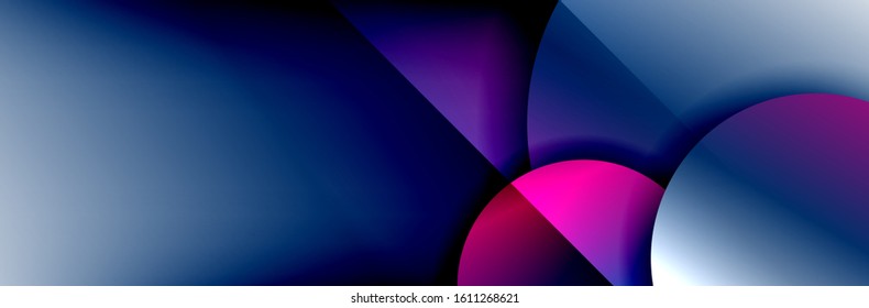 Dynamic trendy geometrical abstract background. Circles, round shapes 3d shadow effects and fluid gradients. Modern overlapping round forms. Vector Illustration For Wallpaper, Banner, Background, Card