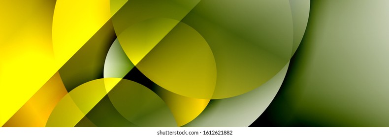 Dynamic trendy geometrical abstract background. Circles, round shapes 3d shadow effects and fluid gradients. Modern overlapping round forms. Vector Illustration For Wallpaper, Banner, Background, Card