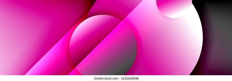 Dynamic trendy geometrical abstract background. Circles, round shapes 3d shadow effects and fluid gradients. Modern overlapping round forms. Vector Illustration For Wallpaper, Banner, Background, Card