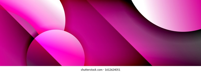 Dynamic trendy geometrical abstract background. Circles, round shapes 3d shadow effects and fluid gradients. Modern overlapping round forms. Vector Illustration For Wallpaper, Banner, Background, Card
