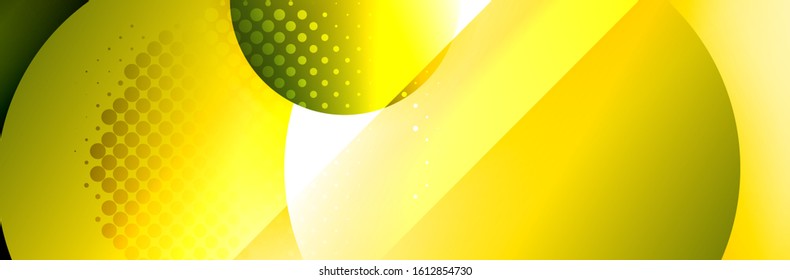 Fondo abstracto geométrico dinámico a la moda. Círculos, formas redondeadas, efectos de sombra 3d y gradientes de fluido. Formas redondeadas superpuestas modernas. Ilustración vectorial para papel de escritorio, pancarta, fondo, tarjeta