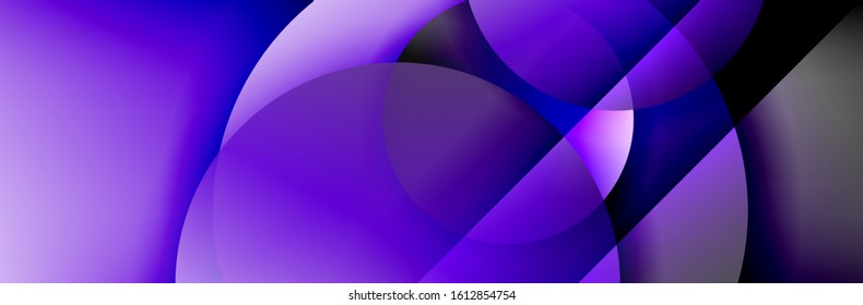 Dynamic trendy geometrical abstract background. Circles, round shapes 3d shadow effects and fluid gradients. Modern overlapping round forms. Vector Illustration For Wallpaper, Banner, Background, Card
