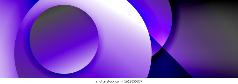 Fondo abstracto geométrico dinámico a la moda. Círculos, formas redondeadas, efectos de sombra 3d y gradientes de fluido. Formas redondeadas superpuestas modernas. Ilustración vectorial para papel de escritorio, pancarta, fondo, tarjeta