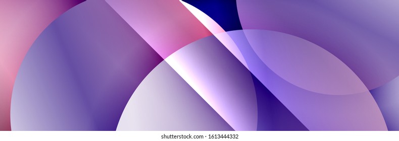 Dynamic trendy geometrical abstract background. Circles, round shapes 3d shadow effects and fluid gradients. Modern overlapping round forms. Vector Illustration For Wallpaper, Banner, Background, Card