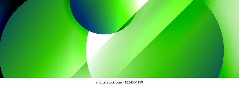 Fondo abstracto geométrico dinámico a la moda. Círculos, formas redondeadas, efectos de sombra 3d y gradientes de fluido. Formas redondeadas superpuestas modernas. Ilustración vectorial para papel de escritorio, pancarta, fondo, tarjeta