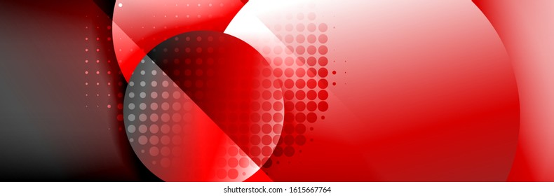 Dynamic trendy geometrical abstract background. Circles, round shapes 3d shadow effects and fluid gradients. Modern overlapping round forms. Vector Illustration For Wallpaper, Banner, Background, Card