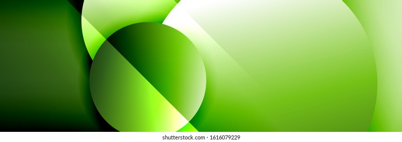 Dynamic trendy geometrical abstract background. Circles, round shapes 3d shadow effects and fluid gradients. Modern overlapping round forms. Vector Illustration For Wallpaper, Banner, Background, Card