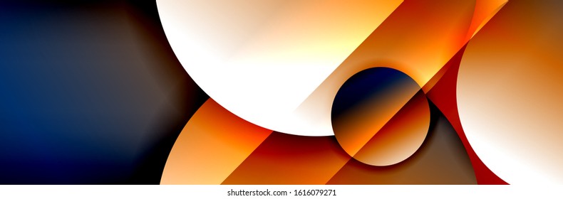 Dynamic trendy geometrical abstract background. Circles, round shapes 3d shadow effects and fluid gradients. Modern overlapping round forms. Vector Illustration For Wallpaper, Banner, Background, Card