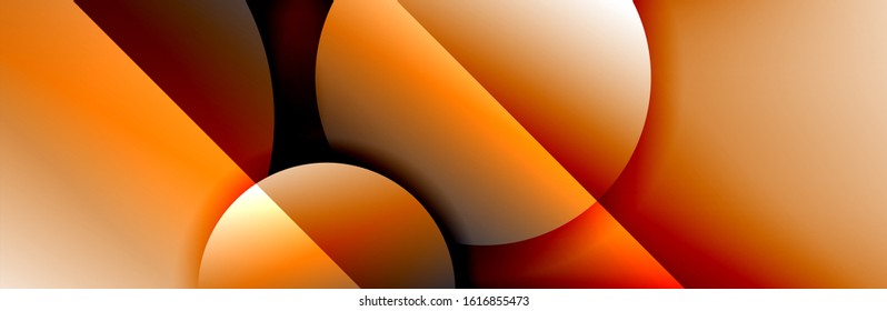 Dynamic trendy geometrical abstract background. Circles, round shapes 3d shadow effects and fluid gradients. Modern overlapping round forms. Vector Illustration For Wallpaper, Banner, Background, Card