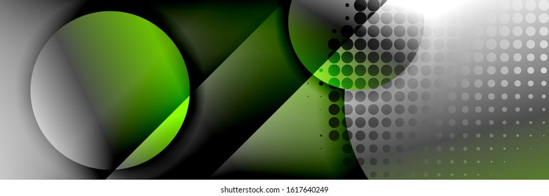 Dynamic trendy geometrical abstract background. Circles, round shapes 3d shadow effects and fluid gradients. Modern overlapping round forms. Vector Illustration For Wallpaper, Banner, Background, Card