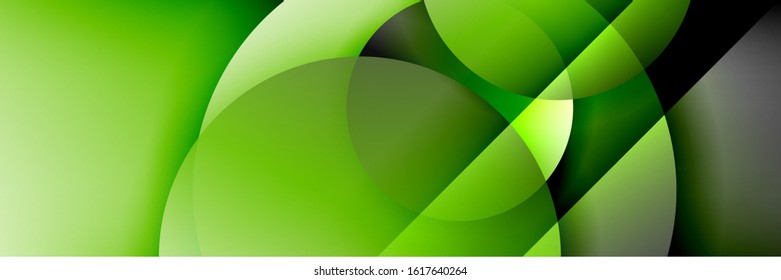 Dynamic trendy geometrical abstract background. Circles, round shapes 3d shadow effects and fluid gradients. Modern overlapping round forms. Vector Illustration For Wallpaper, Banner, Background, Card