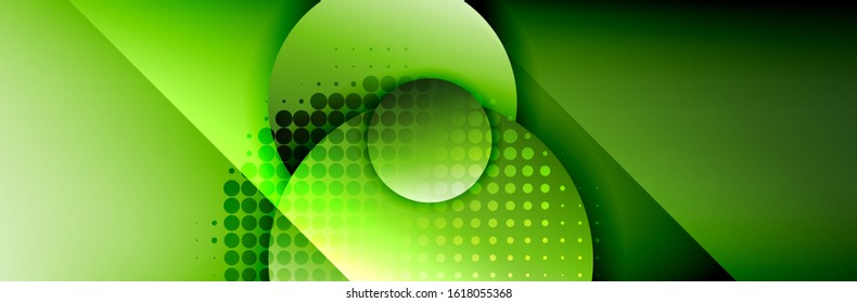 Dynamic trendy geometrical abstract background. Circles, round shapes 3d shadow effects and fluid gradients. Modern overlapping round forms. Vector Illustration For Wallpaper, Banner, Background, Card