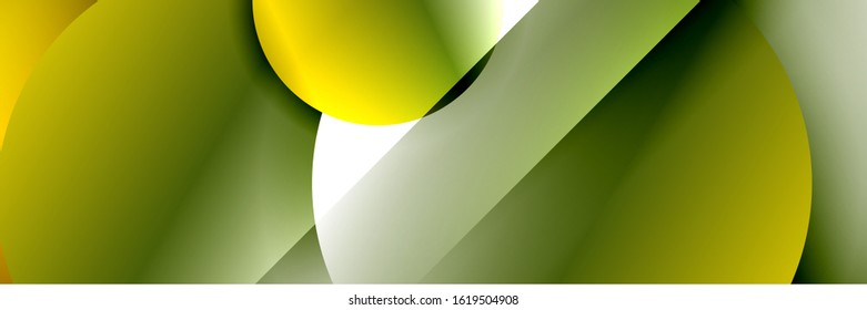Dynamic trendy geometrical abstract background. Circles, round shapes 3d shadow effects and fluid gradients. Modern overlapping round forms. Vector Illustration For Wallpaper, Banner, Background, Card