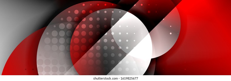 Fondo abstracto geométrico dinámico a la moda. Círculos, formas redondeadas, efectos de sombra 3d y gradientes de fluido. Formas redondeadas superpuestas modernas. Ilustración vectorial para papel de escritorio, pancarta, fondo, tarjeta