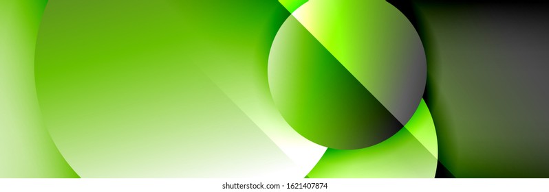 Dynamic trendy geometrical abstract background. Circles, round shapes 3d shadow effects and fluid gradients. Modern overlapping round forms. Vector Illustration For Wallpaper, Banner, Background, Card