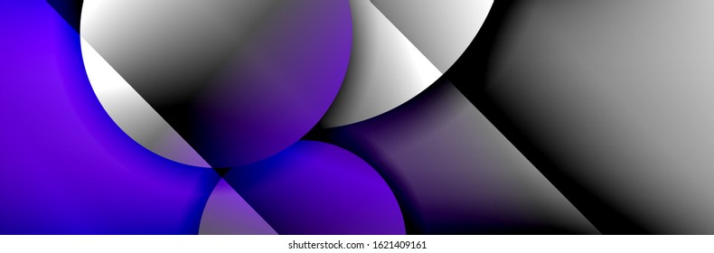Dynamic trendy geometrical abstract background. Circles, round shapes 3d shadow effects and fluid gradients. Modern overlapping round forms. Vector Illustration For Wallpaper, Banner, Background, Card