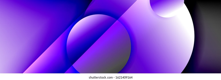 Dynamic trendy geometrical abstract background. Circles, round shapes 3d shadow effects and fluid gradients. Modern overlapping round forms. Vector Illustration For Wallpaper, Banner, Background, Card