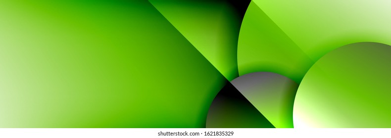 Fondo abstracto geométrico dinámico a la moda. Círculos, formas redondeadas, efectos de sombra 3d y gradientes de fluido. Formas redondeadas superpuestas modernas. Ilustración vectorial para papel de escritorio, pancarta, fondo, tarjeta