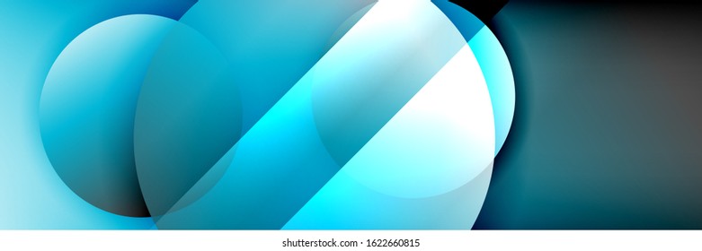Dynamic trendy geometrical abstract background. Circles, round shapes 3d shadow effects and fluid gradients. Modern overlapping round forms. Vector Illustration For Wallpaper, Banner, Background, Card